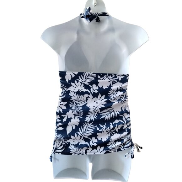 Suukess Gold Metal Sliders Floral Halter High Waisted Swimsuit Size Large - Picture 10 of 13